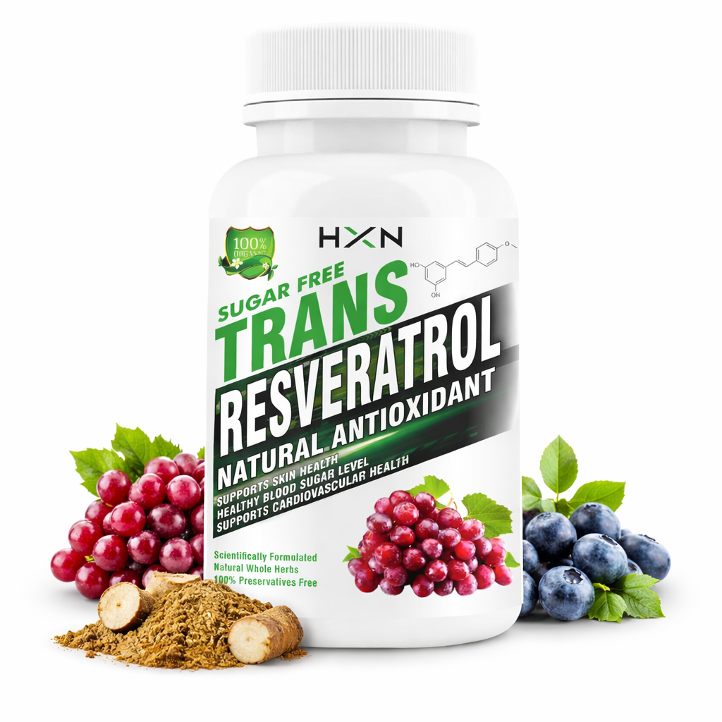 HXN Resveratrol 500mg Supplements With Grape Seed Extract, Quercetin 60 Tablets