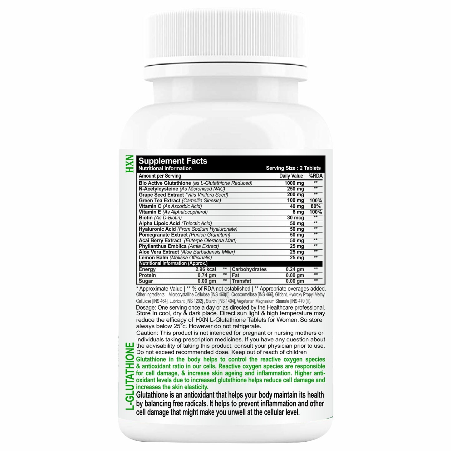 HXN Glutathione 1000mg For Skin 90 Tablets