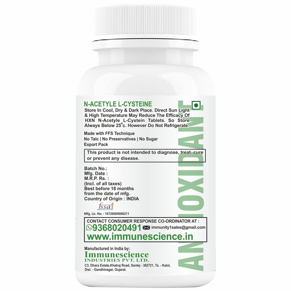NAC Supplement, N-acetyl-cysteine, Glutathione For lungs-Detox 60 Tablets