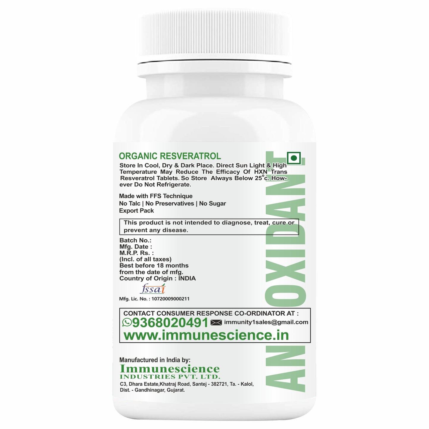 HXN Resveratrol 500mg Supplements With Grape Seed Extract, Quercetin 60 Tablets