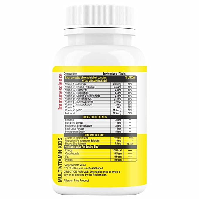 Immunescience Multivitamin for kids 60 Tablets