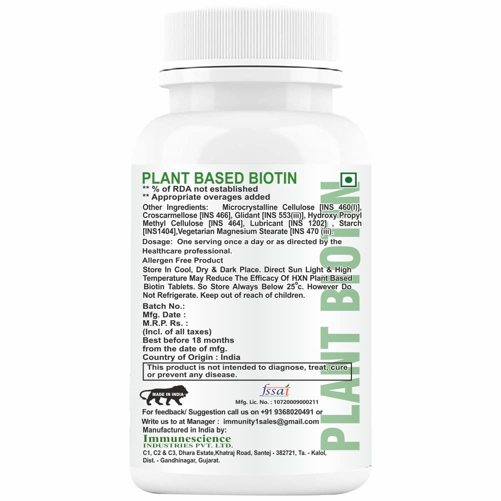 HXN Plant Based Biotin For Hair Growth 60 Tablets