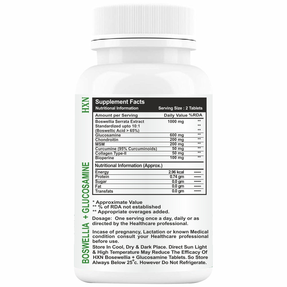 HXN Boswellia Glucosamine Hcl 60 Tablets