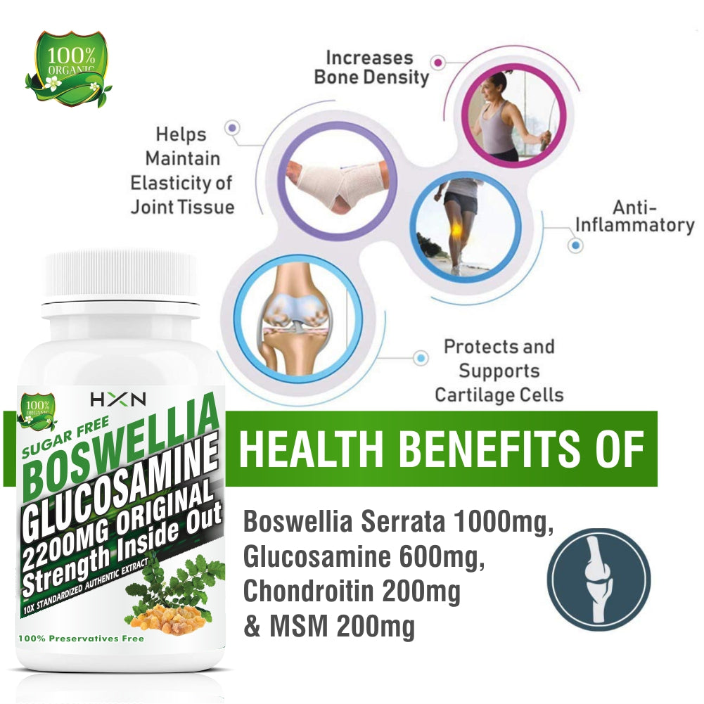 HXN Boswellia Glucosamine Hcl 60 Tablets