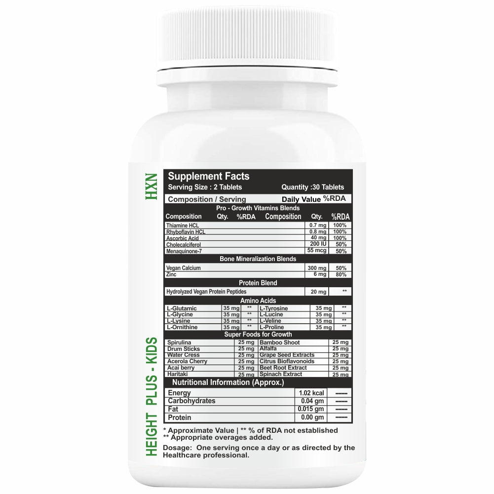 HXN Height Increase Medicine For Kids 60 Tablets