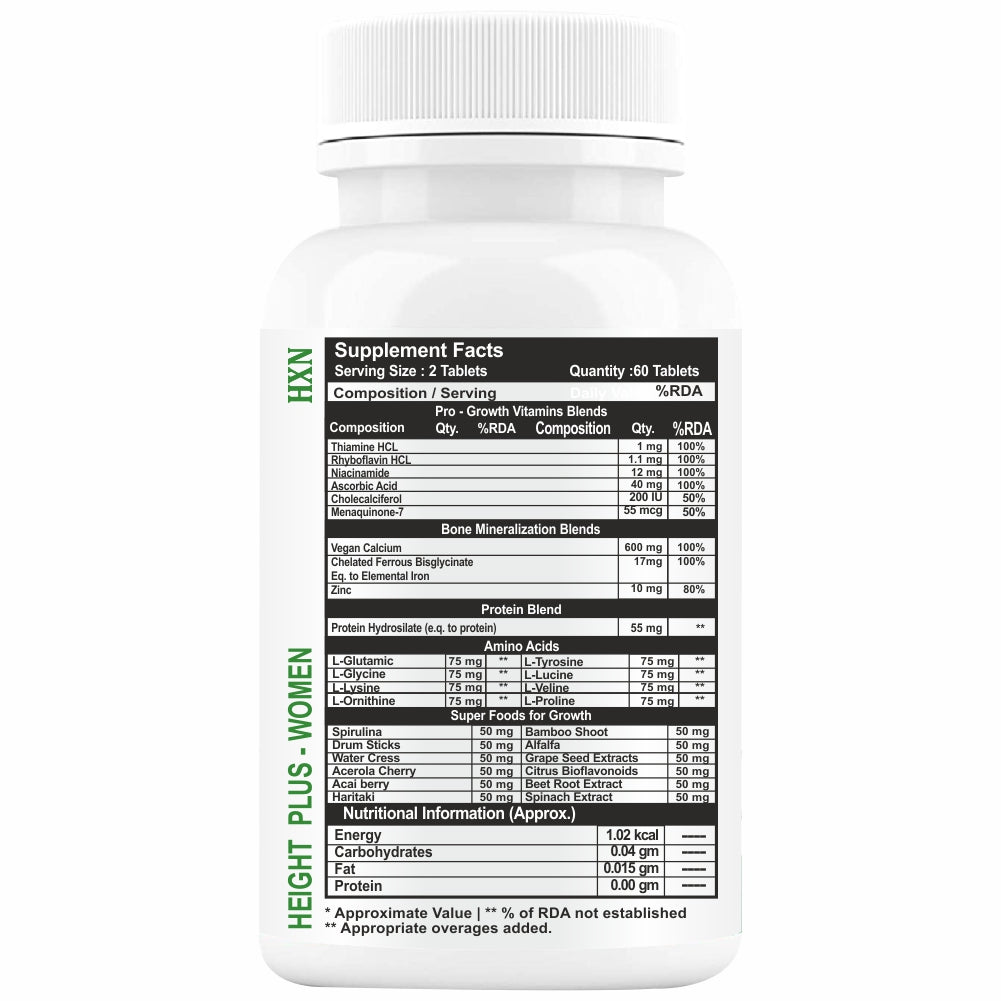 HXN Height Increase Medicine for Women 60 Tablets