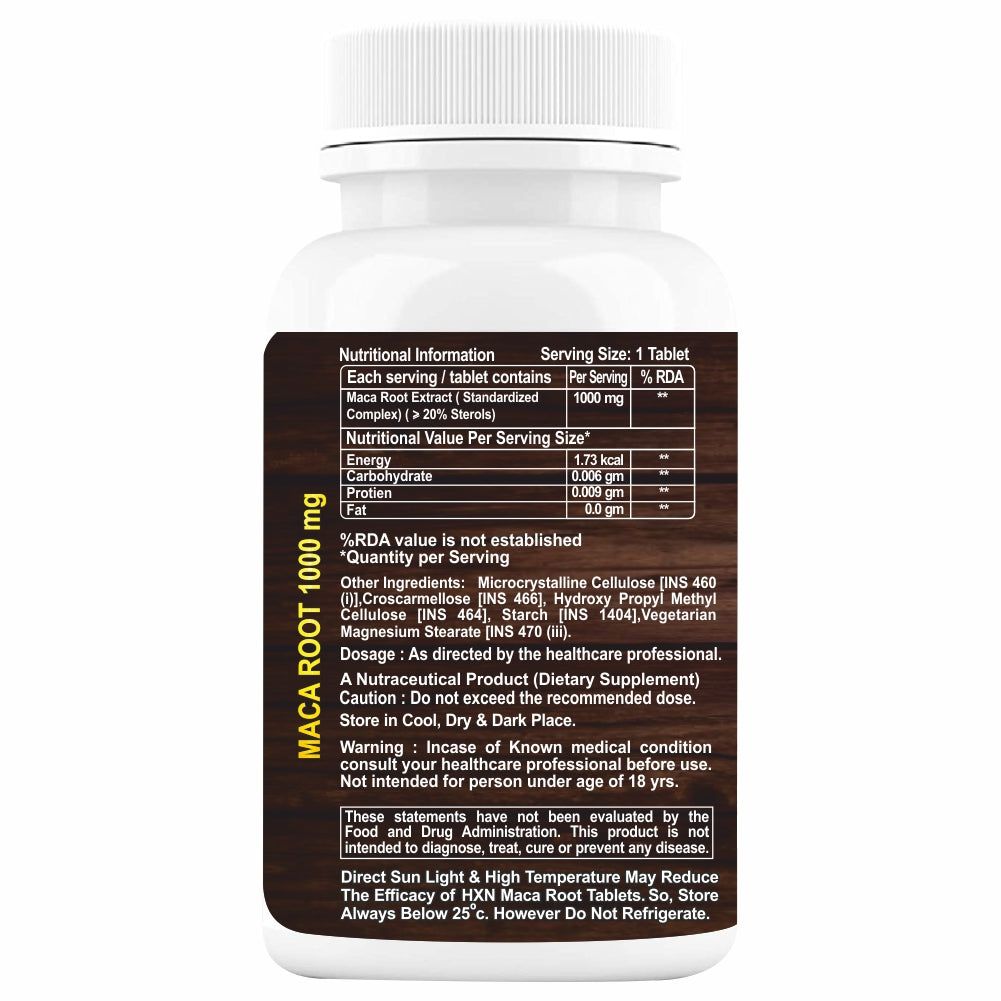 HXN Maca Root Powder Extract 1000mg 60 Tablets