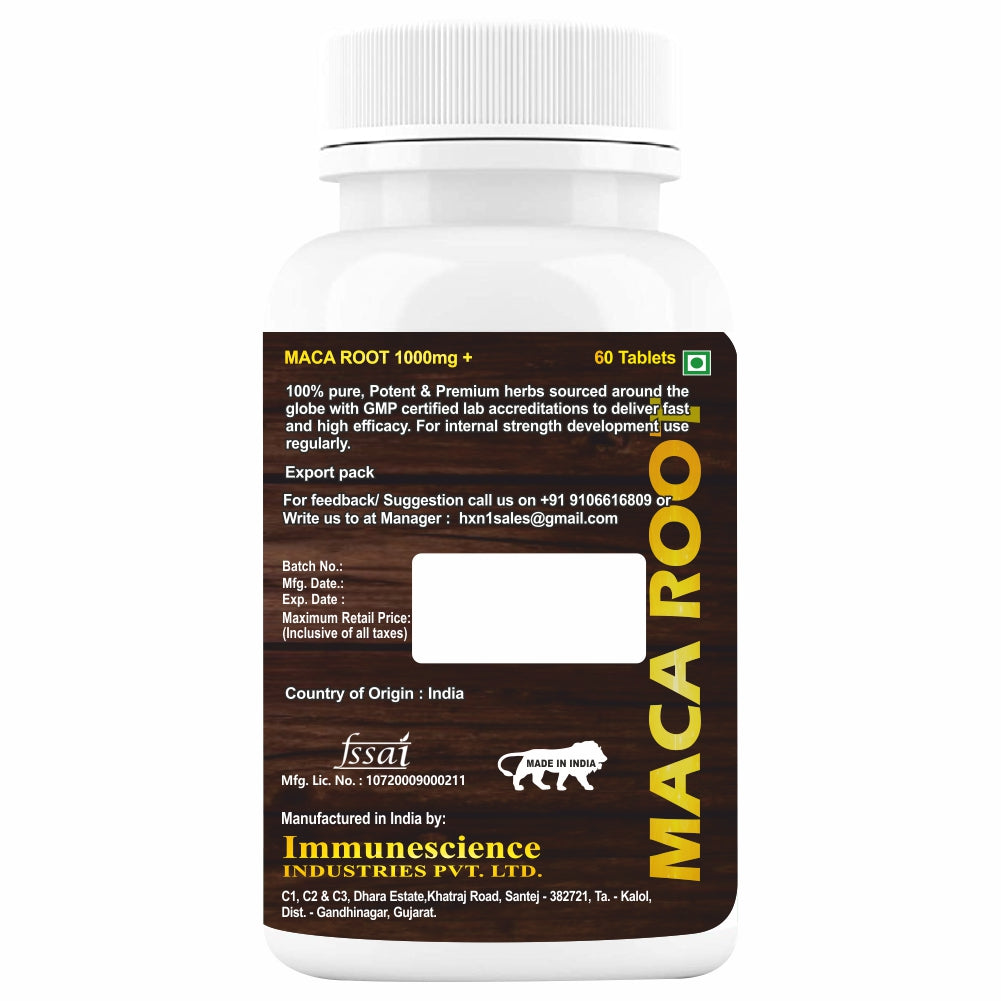 HXN Maca Root Powder Extract 1000mg 60 Tablets