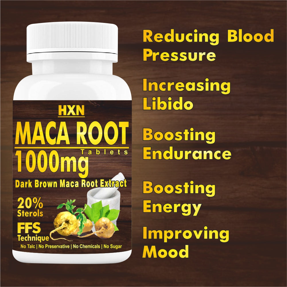 HXN Maca Root Powder Extract 1000mg 60 Tablets