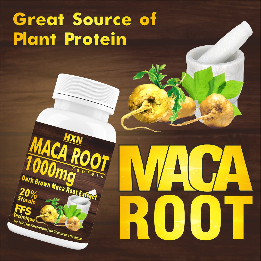 HXN Maca Root Powder Extract 1000mg 60 Tablets