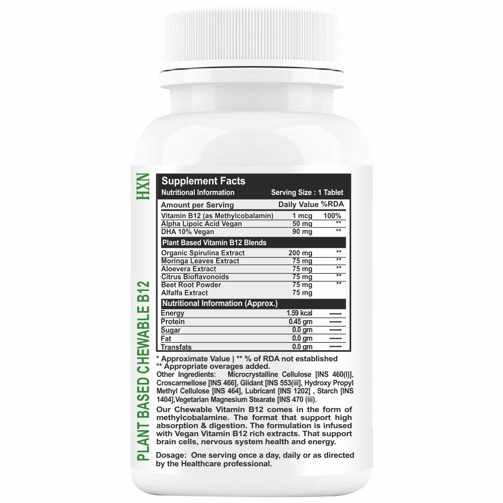 HXN Plant Based Vitamin B12 120 Tablets
